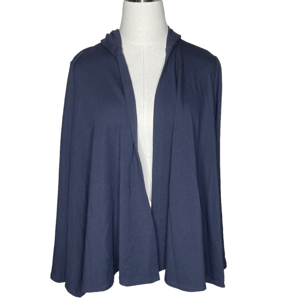 Chico’s Zenergy Size 0 (US-4) Hooded Open Front Cardigan/Sweater-Navy Waterfall
